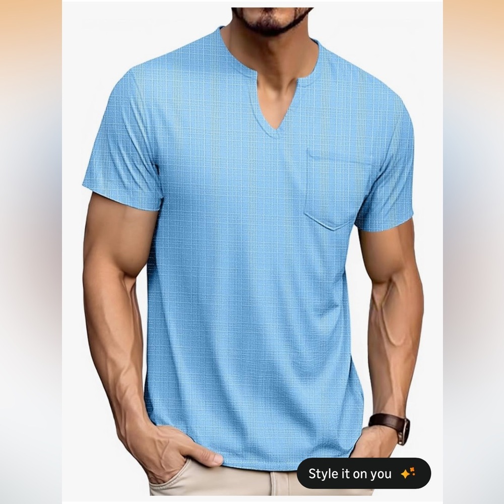 NWT Men's V Neck T Shirts Short Sleeve Summer Casual Stylish Fitted Stretch Tees